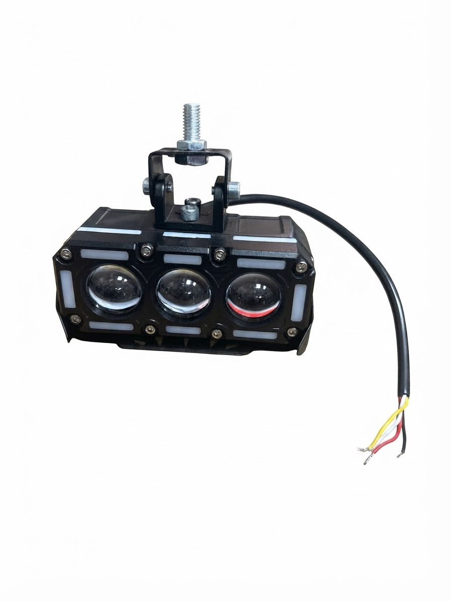 Luz LED triple lente 12V-84V para ebike con soporte de manillar