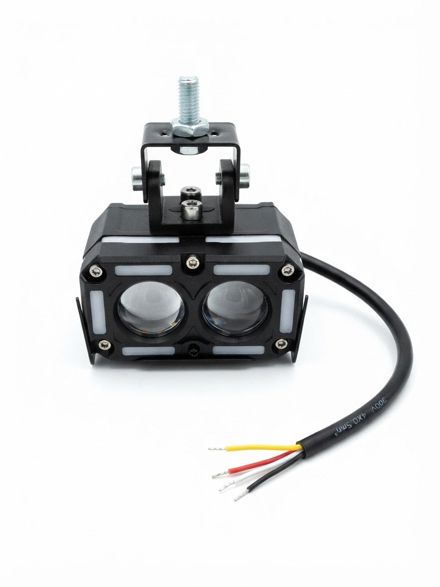 Luz LED doble lente 12V-84V para ebike y motocicleta con soporte de manillar